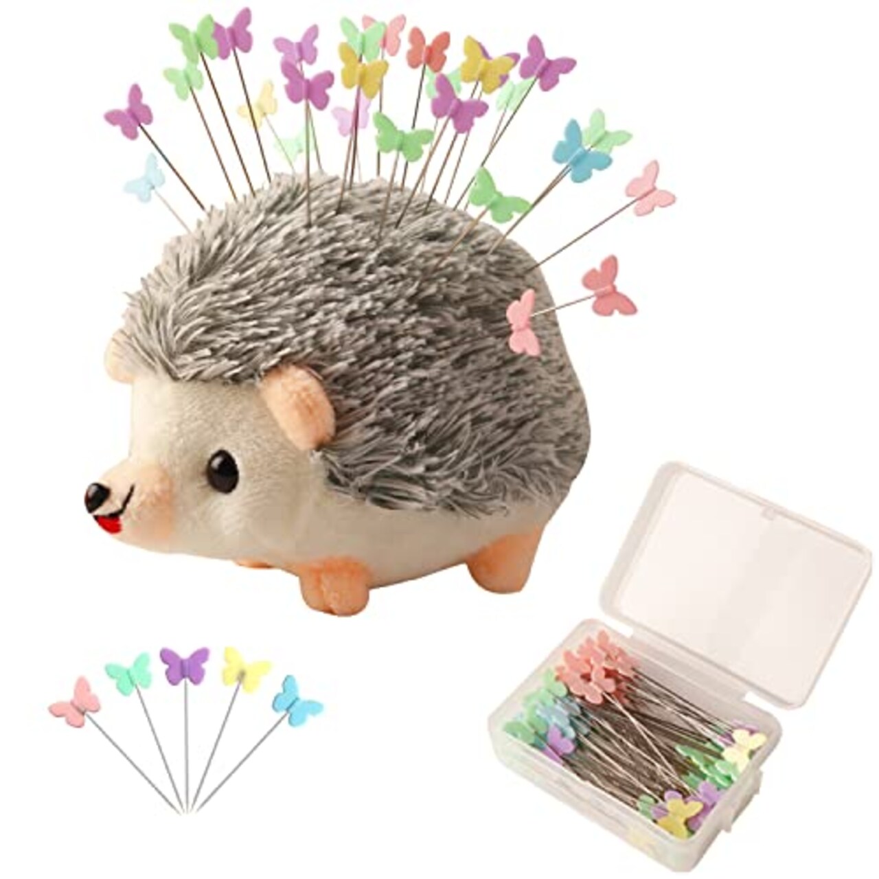 CICILIAYA Hedgehog Shape Pin Cushion, Cute Pincushions Sewing Kit Lovely Needle  Cushions Pins Holder Sewing Accessories Supplies with 100Pcs Colored  Butterfly Pins for Quilting DIY Crafts Patchwork